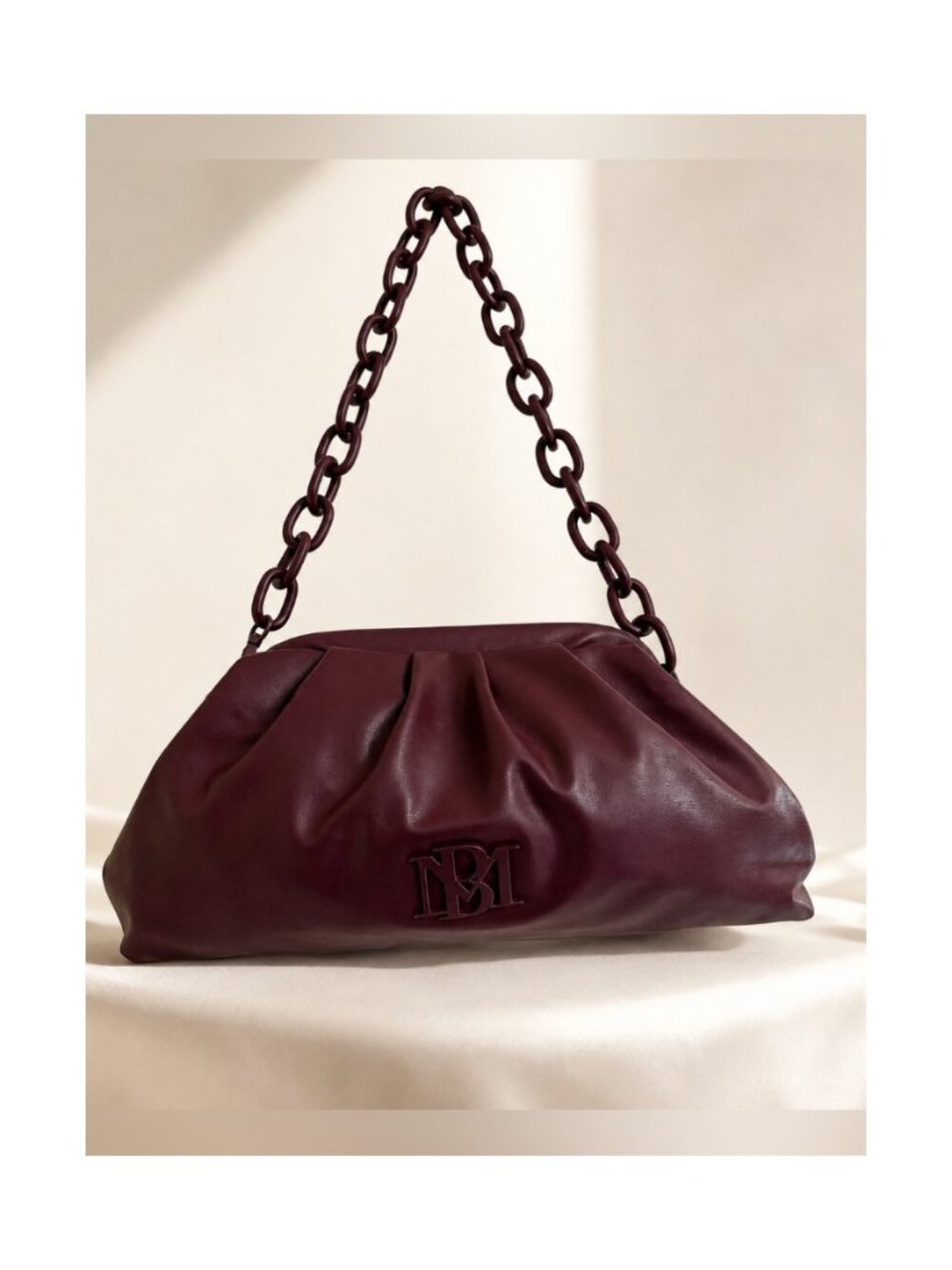 Badgley Mischka BM-4080 Plum Wrapped Frame Chain Clutch NWT · Sizes One Size